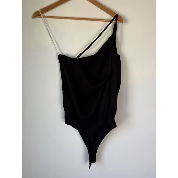 Lulus Stylin' Babe Black One-shoulder Cowl Back Bodysuit Women's Size S - Image 7