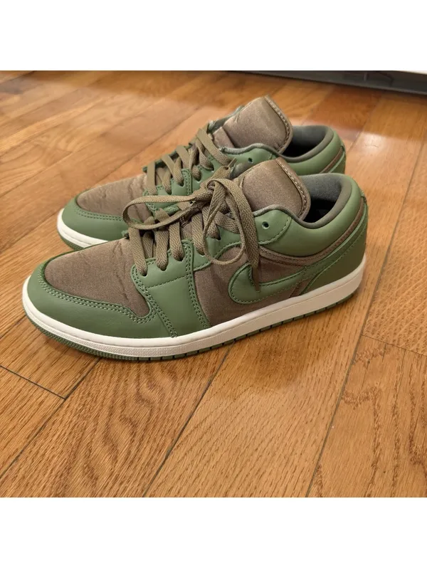 Size 8.5 US Air Jordan 1 Low SE Olive Brown Kelp FB9893-300 Green Brown Leather - Image 13