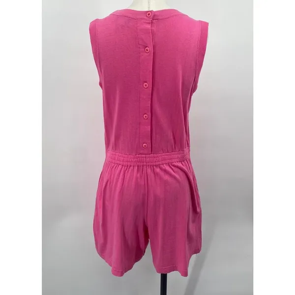 Vintage 80s Romper Embroidered Heart Pocket Sleeveless Crewneck Pink Womens M - Image 6