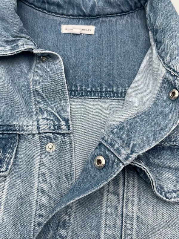 Good American Weightless Light Blue Denim Short Sleeve Romper Sz 4 XL - Image 6