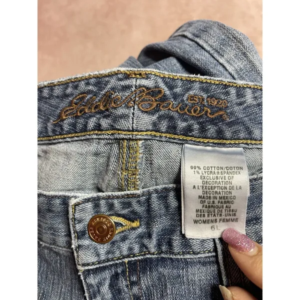 Eddie Bauer Jeans‎ Women's 6L Blue Cotton Denim Mid Rise Wide Leg Casual Bin11 - Image 8