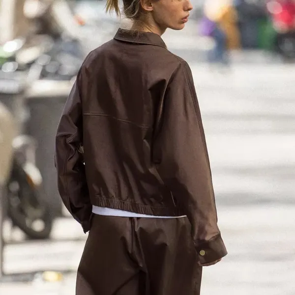 Zara NWT brown satin collared jacket - Image 11