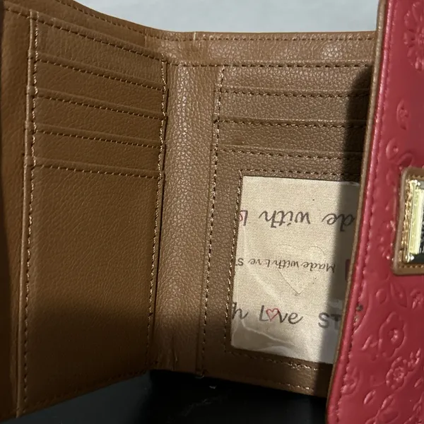 Stone Mountain Red Floral Embossed Trifold Wallet with ID Window and Coin Pocket - Image 6