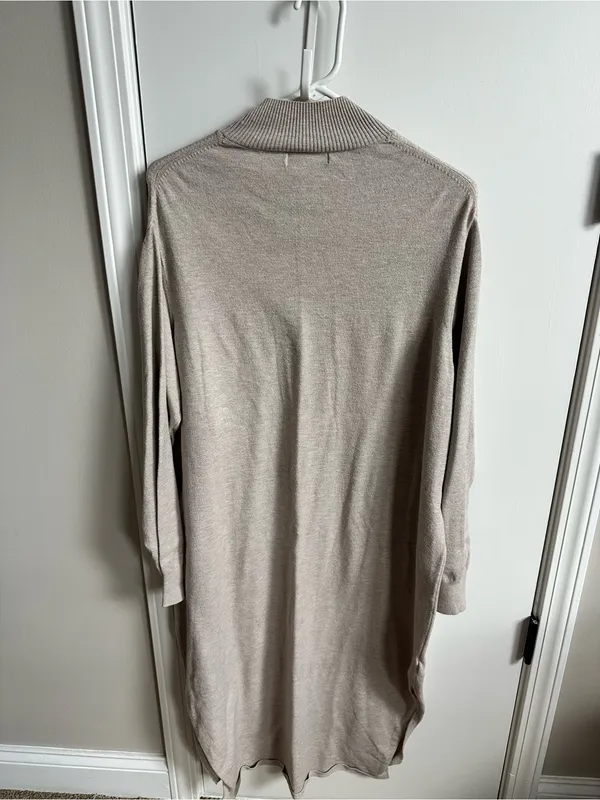 Mango Long Sleeve Mock Neck Knit Dress in Light Beige - Image 7