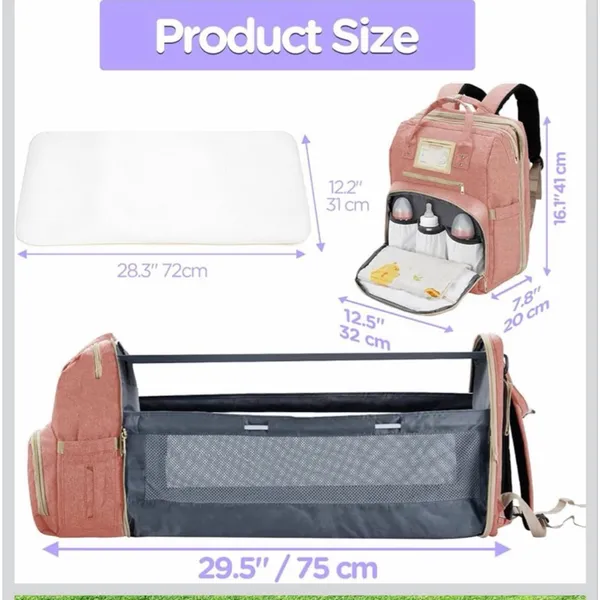 NEW Pink 6 in 1 Diaper Bag Backpack Pad Travel Changing Station - Image 6