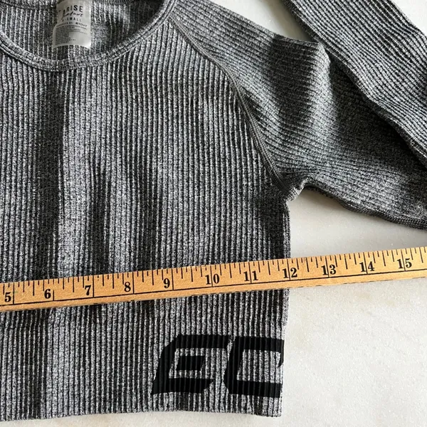 Echt Arise‎ Comfort Crop Top Long Sleeve Ribbed Athleisure Gray XS - Image 4