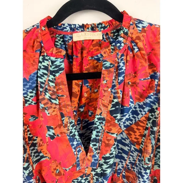 Ulla Johnson Ottilie Hypnotic Flamingo Cotton Midi Dress Puff Sleeve Coral Sz 0 - Image 11