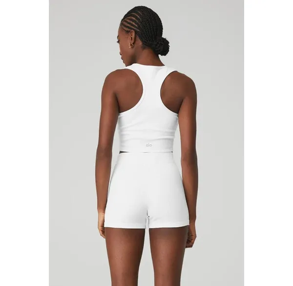 Alo GODDESS RIBBED CROPPED RACERBACK TANK White XS ( Sold Out) - Image 2