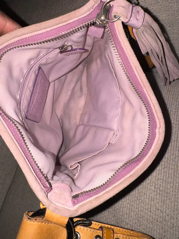 Coach SignaturePurple and Pink FlowerAppliqué Shoulder Bag (Style 1469) - Image 6