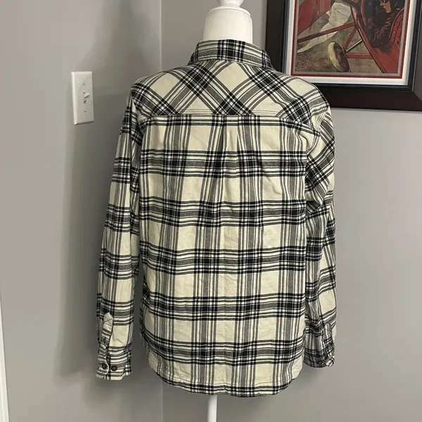 Carhartt Womens Black White Plaid Fleece Lined Shacket Jacket Barn Coat size L - Image 4
