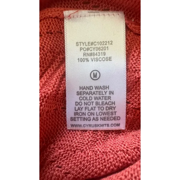 Cyrus Womens Rust Orange Pointelle Open Knit Long Sleeve Cardigan Sweater Size M - Image 4