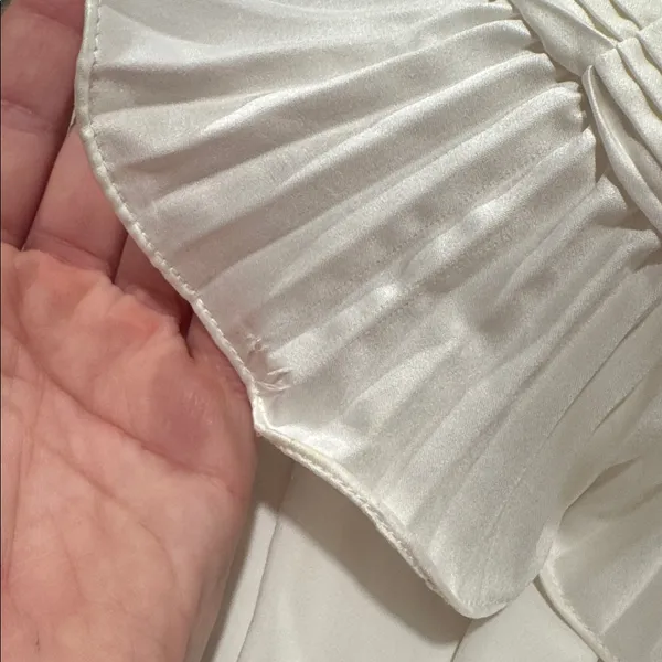 AMUR Isla Strapless Rosette Ruffle-Trim‎ Mini Dress 8 Ivory White - Image 10
