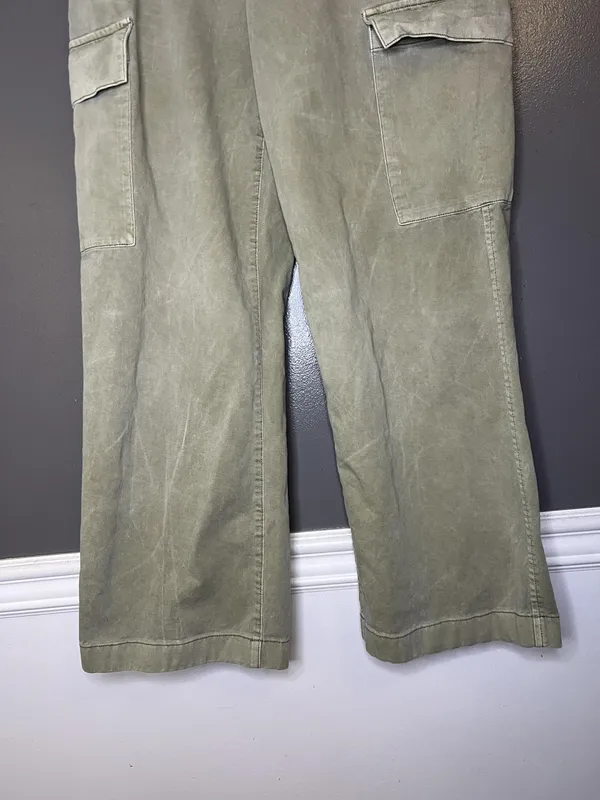 Gap Pants Womens 6 Green Loose Khaki Cargo Twill Relaxed Fit Pockets Casual - Image 3
