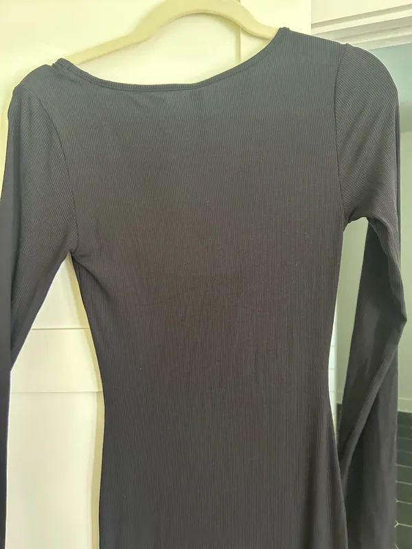 Skims Soft Lounge Long Sleeve Dress M Onyx Black - Image 3