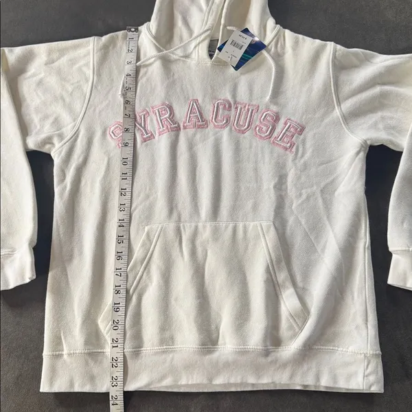 Women’s White Embroidered SYRACUSE College Drawstring Hoodie Size L NEW - Image 6