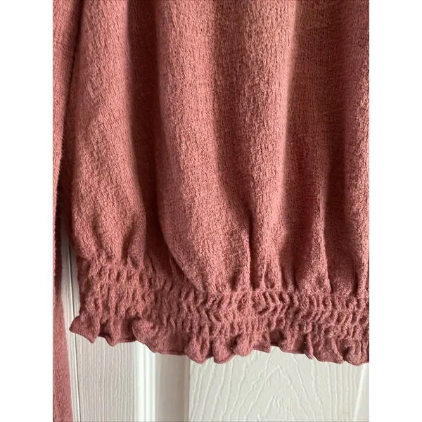 Madewell Smocked Gauze Top‎ Womens Size S Pink Crop Long Sleeve Cotton - Image 3