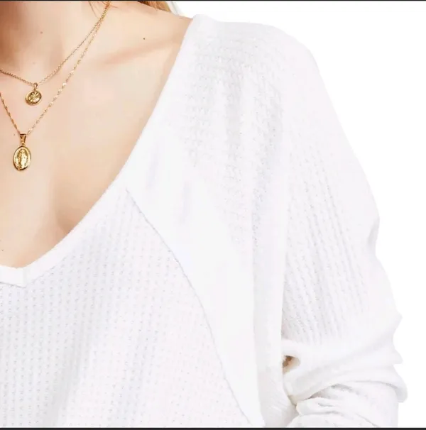 Free People NWT White Santa Clara Thermal Top - Image 4