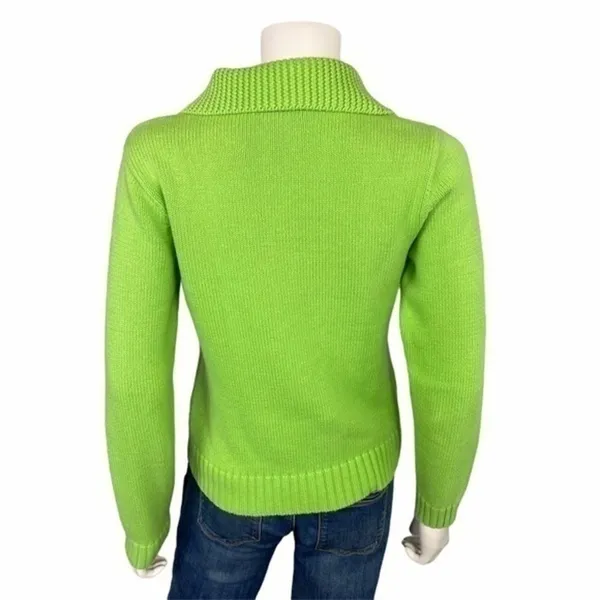 Ralph Lauren Jeans Co Toggle Collar Sweater Small Green Cotton Preppy Fisherman - Image 4