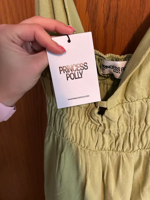 Green Princess Polly Mini Dress Sage - Image 5