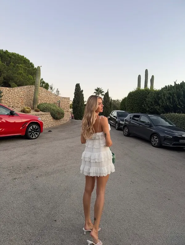 Zara White Ruffled Tie-Shoulder Bohemian Lace Trim Mini Dress - Image 5