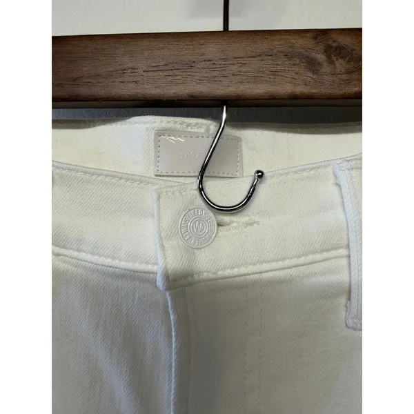 MOTHER The Hustler Ankle Fray Jeans High Rise Flare White Size 29 - Image 3