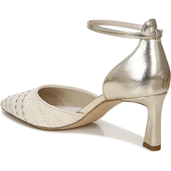 NEW Franco Sarto Taros Metallic Ankle Strap Pump SZ-9.5 White Tan - Image 6