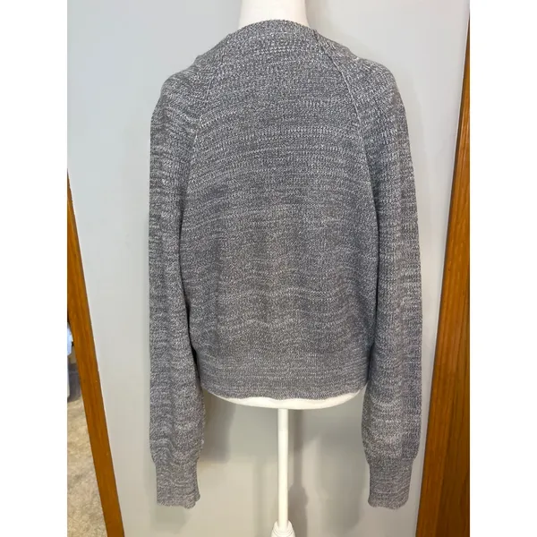 Free People Too Good Marled Grey Cotton Blend Raglan Sleeve Knit Sweater L - Image 4
