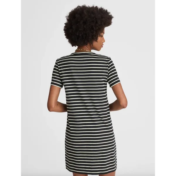 Madewell Mini Tee Dress Dark Navy Crewneck Striped Cotton Relaxed Large NWT - Image 4