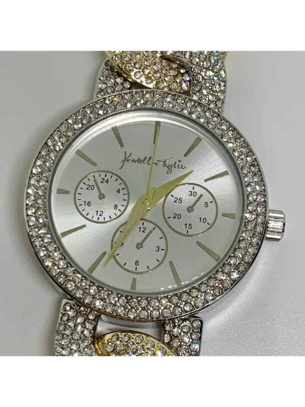 Kendall Kylie women’s watch gold silver tone 37mm rhinestones up to 6.5” running - Image 3