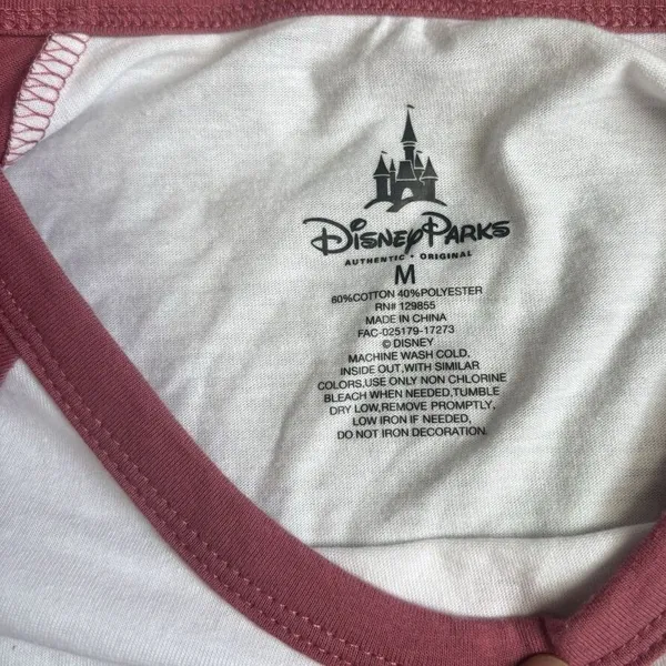 Disney Parks Authentic Original Pink And White 3/4 Length Sleeve Shirt.‎ Size S - Image 3