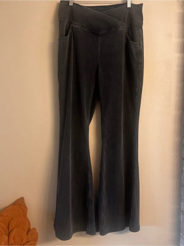 HALARA FLEX High Waisted InstantCool Crossover Flare Jeans Gray Size XL - Image 2