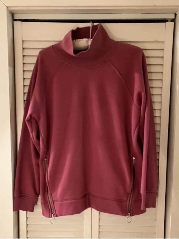 Athleta Cozy Karma Funnel Neck Sweatshirt in Victorian Berry Pink Mauve Size XS - Image 2