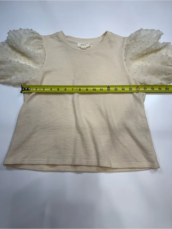 Maeve Anthropologie Cream Puff-Sleeve Knit Top - Image 3