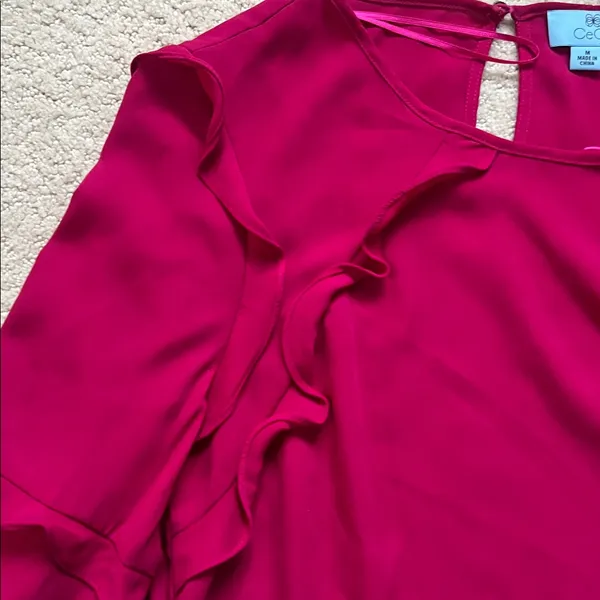 CeCe Vibrant Fuchsia Ruffle Blouse - Image 4