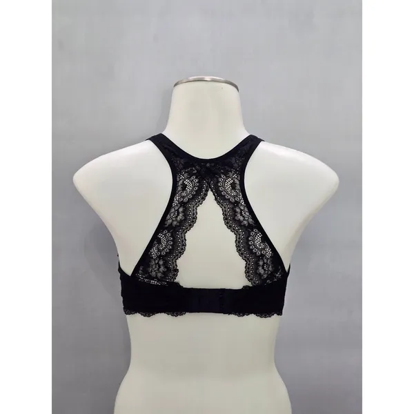 Felina Black Whimsy Romantic Boudoir Bridal Cottage Lingerie Lace Bralette Small - Image 2