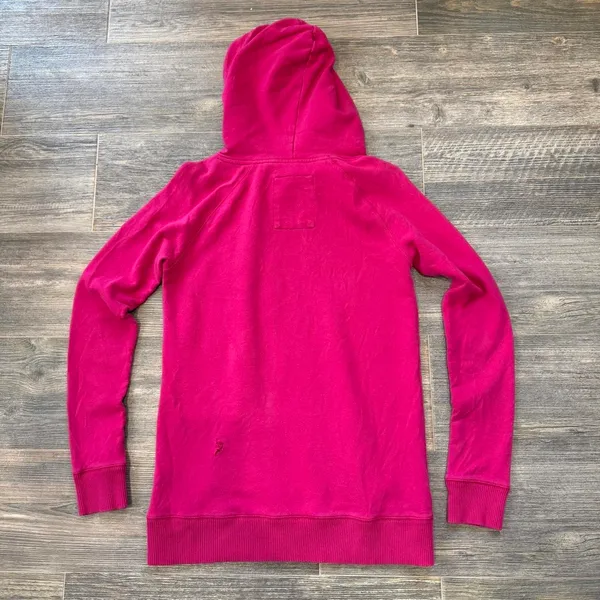 Y2K Pink Aeropostale hoodie with white text reading 'AEROPOSTALE 1987' size M Ptp: 18.5” Inseam: 21.5” Small imperfections as pictured on the front barely noticeable #aeropostale #y2k #hoodie #00s #aero - Image 6