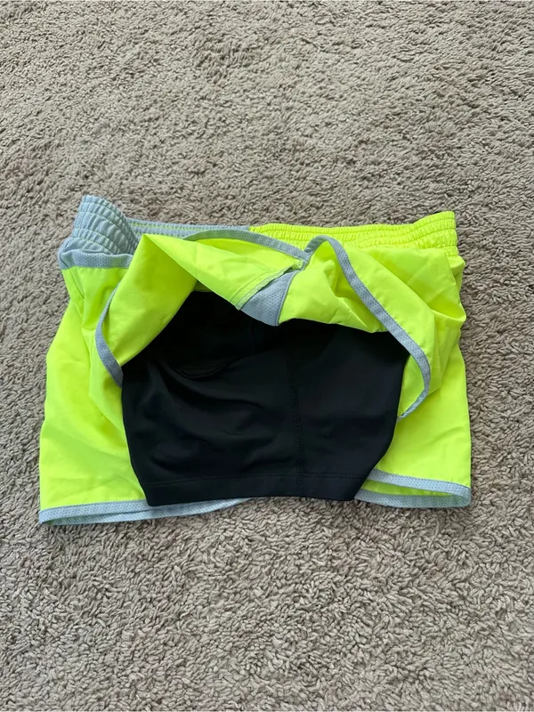 Women's Nike Dri-FIT Tempo Running Neon Yellow Lined Shorts Size L - Image 9