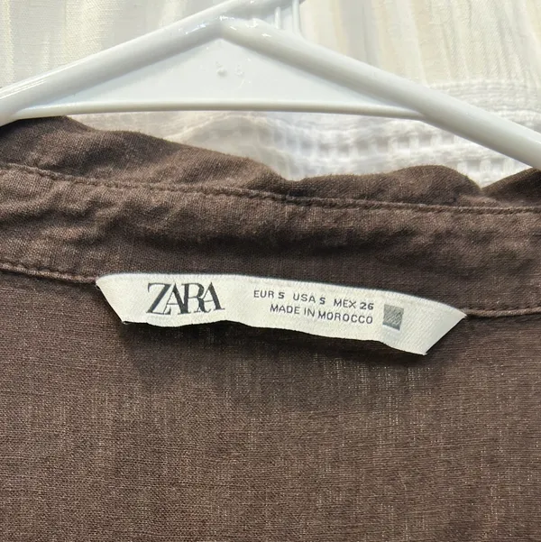Zara Brown Button Down Short Sleeve Top - Image 2