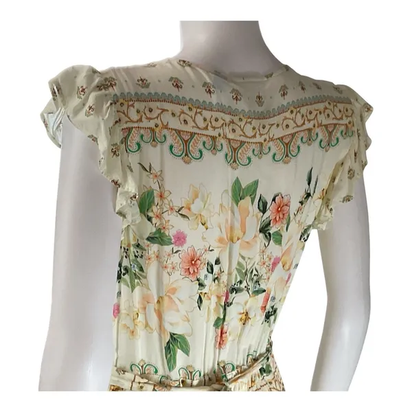Farm Rio Anthropologie Floral Ruffle Trim Wrap‎ Maxi Dress Bohemian Cottagecore - Image 7
