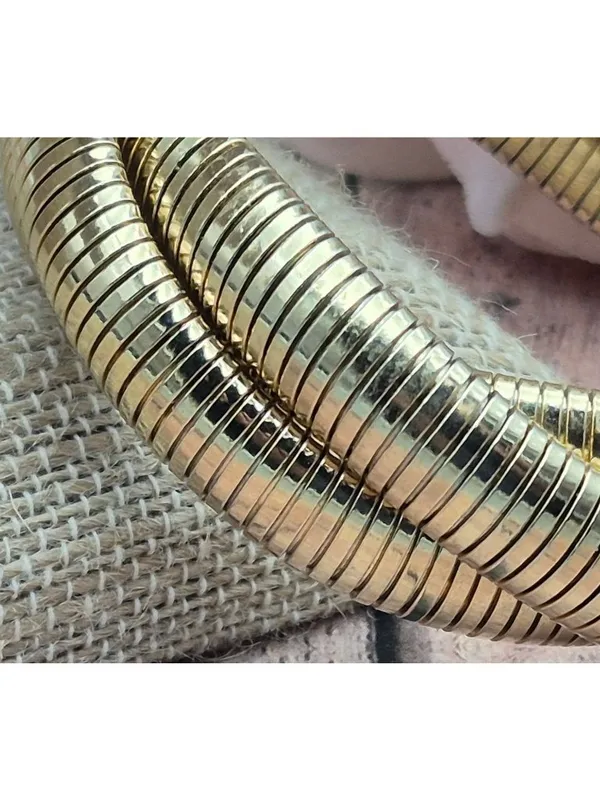 Gold Tone Triple Snake Chain Bracelet Intertwined Statement Chunky - Image 2