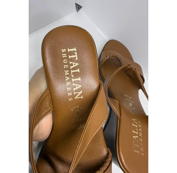 Italian Shoemakers Brown Wedge Sandals - Image 2