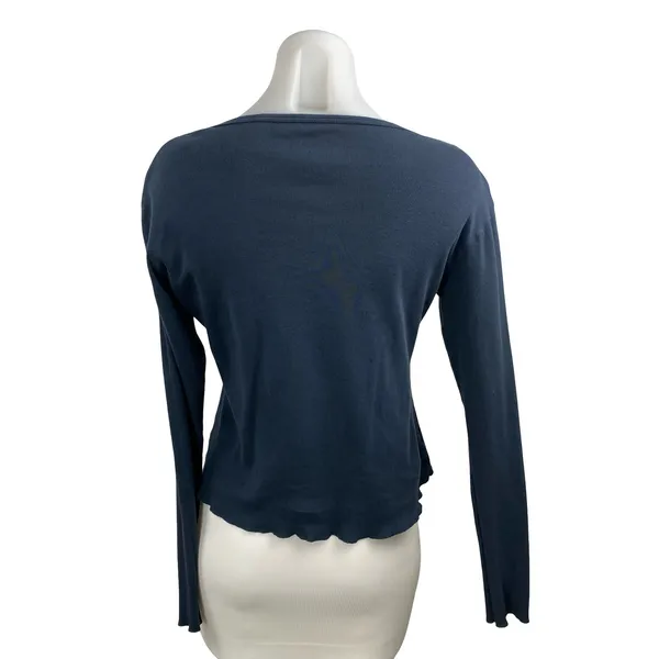 Brandy Melville Paige Blue V Neck Long Sleeve Button Down Cardigan Sweater Top S - Image 4