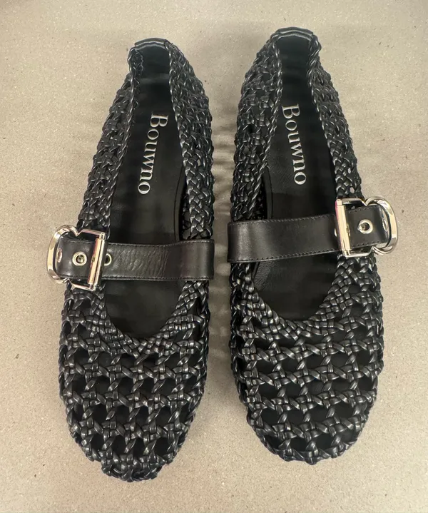 Bouwno Woven Ballet Flats Mesh Mary Jane Flats Comfortable Buckle Strap size 5.5 - Image 3