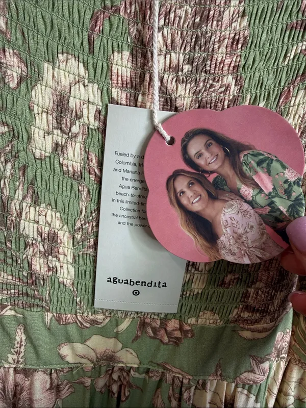 Aqua Bendita x Target floral puff sleeve smocked mini dress size large NWT - Image 5