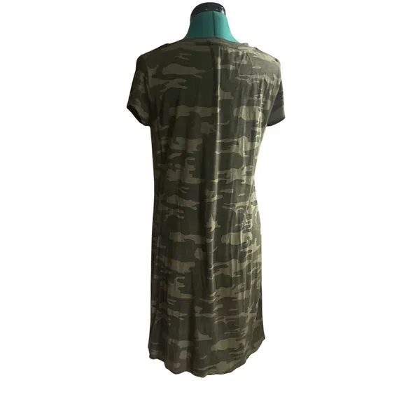 Sanctuary Short Sleeve Camo T Shirt Dress XS Green Lounge Cozy Soft Casual - Image 3