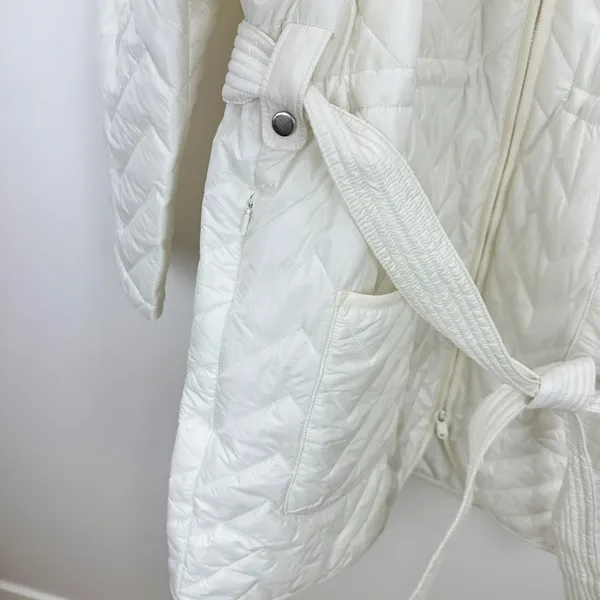 Athleta Mendocino Puffer Coat Quilted White Light Quilted Belted Size 2X NWT - Image 10