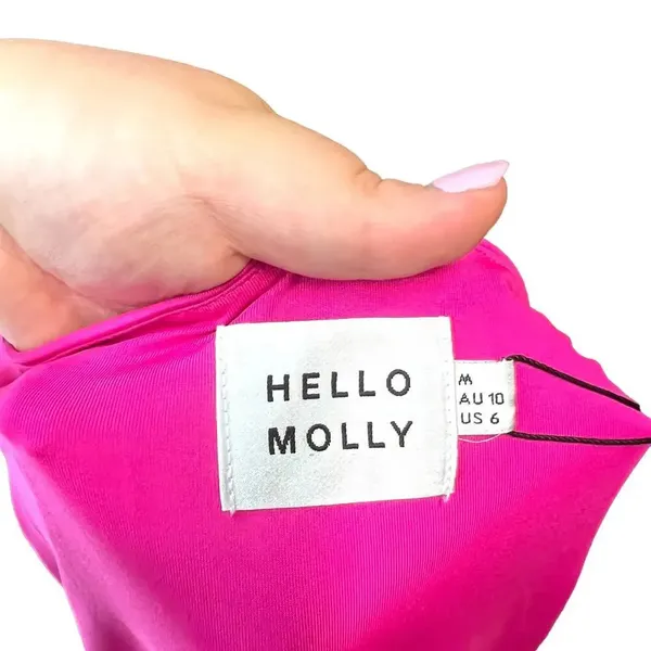 Hello Molly‎ Changed My Name Dress Hot Pink One Shoulder Ruched Size US 6 - Image 9