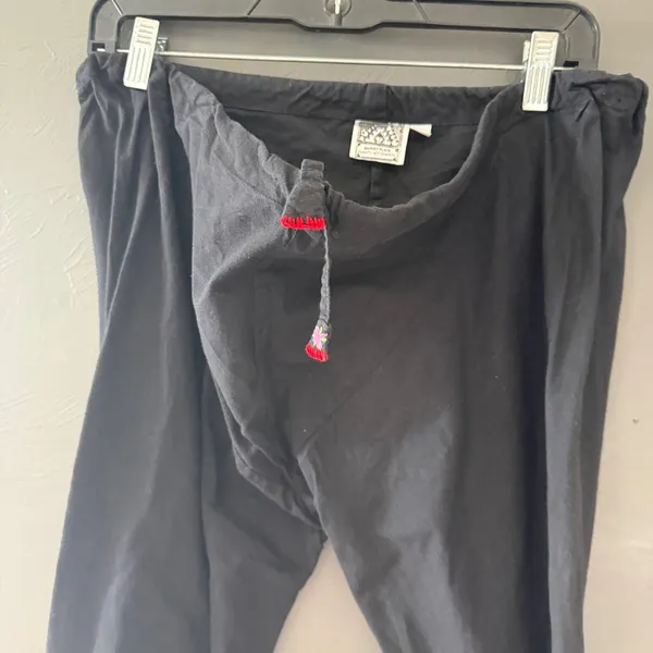 Sahara Black Cotton Pants Women XL Handmade India Boho Hippie‎ Festival - Image 2
