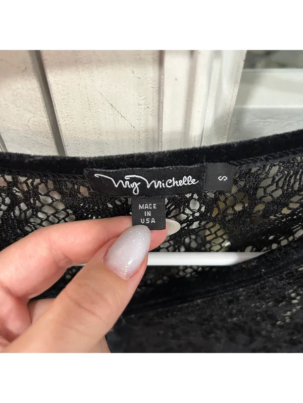 Viy Michelle Y2K Black Lace Cardigan Cropped Top S Goth Dark Romantic Whimsigoth - Image 3