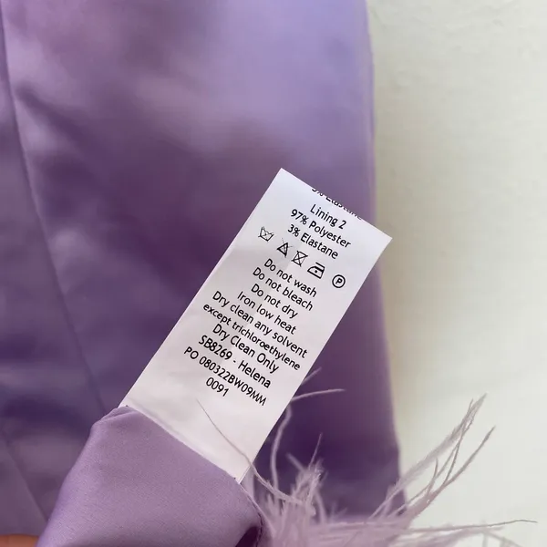 House of CB ‘Helena’ Orchid Satin Midi Dress with Feathered Trim NWOT size S - Image 14